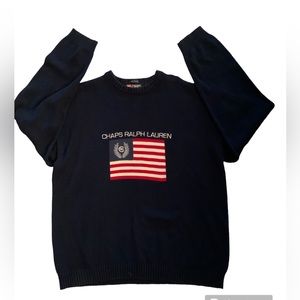 Vintage Chaps Polo Ralph Lauren Knit Sweater USA Flag